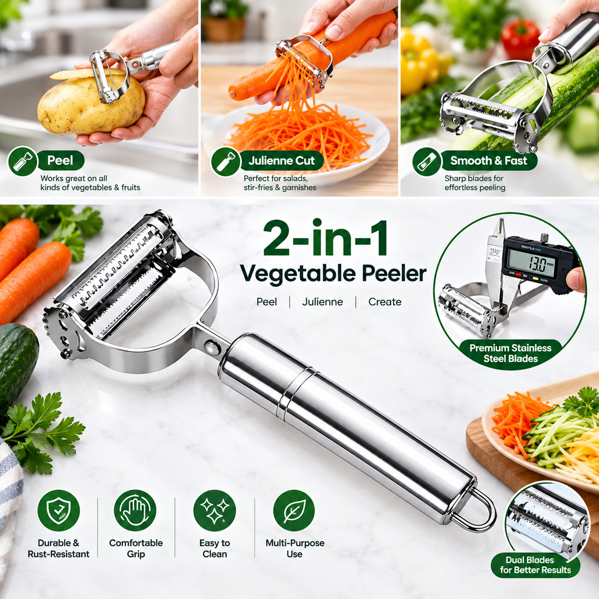Stainless Steel Julienne Peeler Vegetable Peeler